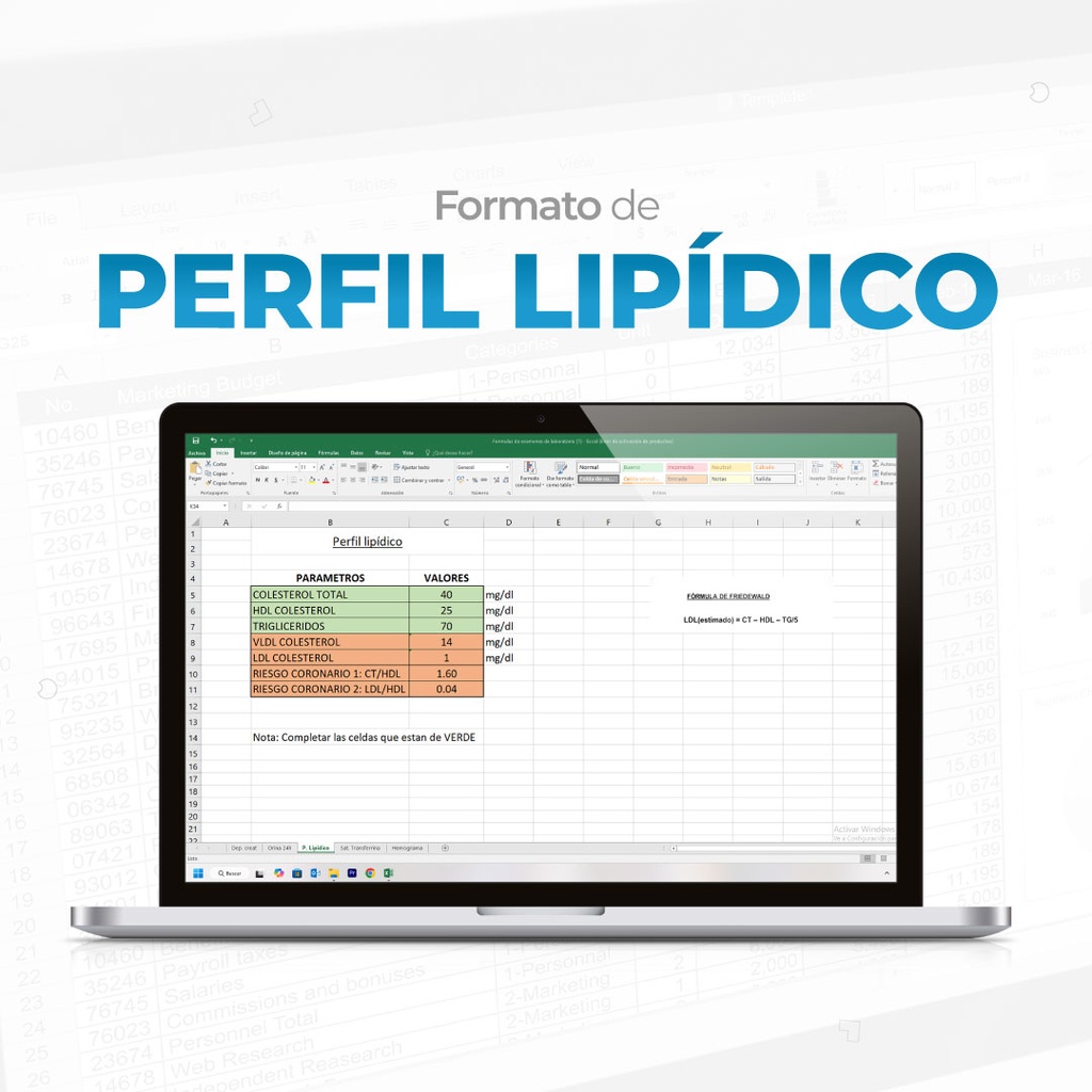 Formato de fórmula para Perfil Lipídico